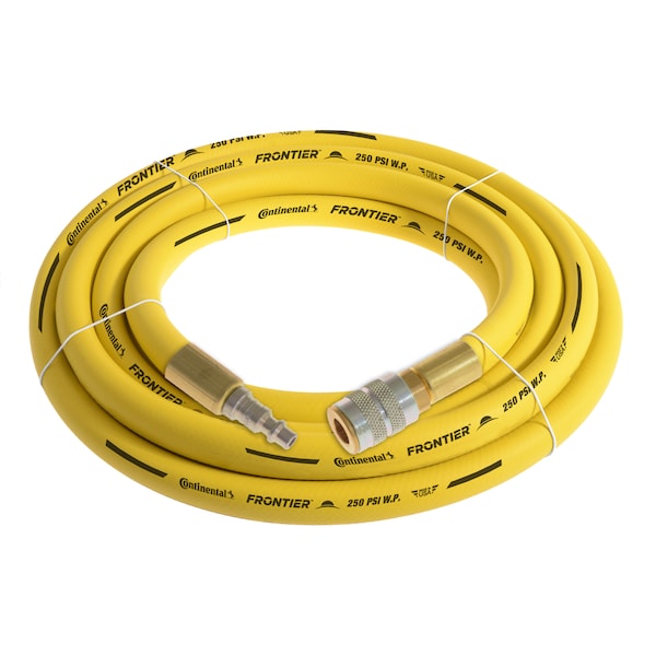 3/4" x 15' Yellow EPDM Air Hose, 250 PSI, 3/4" Ind. Interchange M+F QC